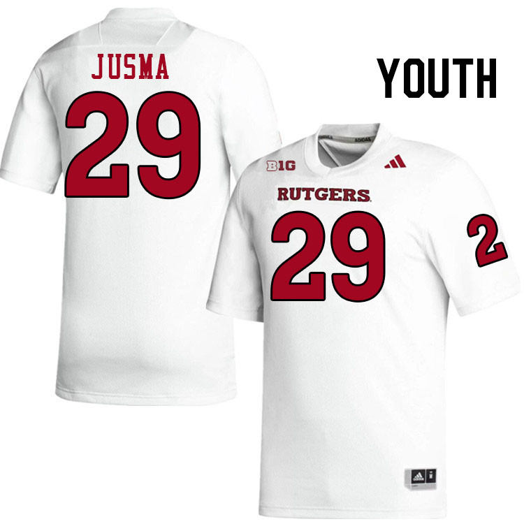 Youth #29 Sebastian Jusma Rutgers Scarlet Knights 2024 College Football Jerseys Stitched-White